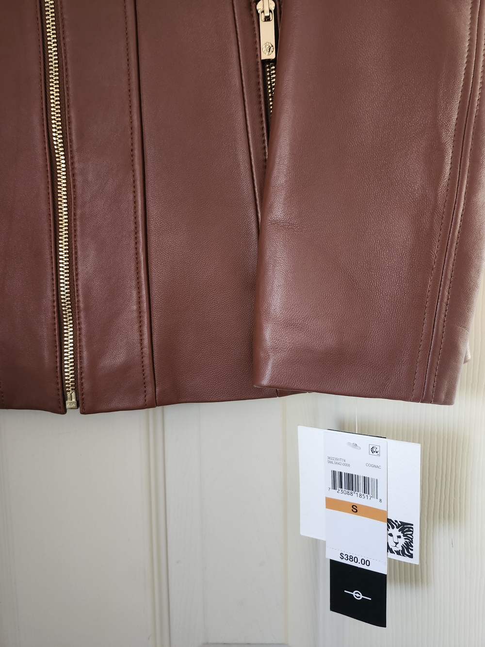 Anne Klein Women's REAL Leather Zip Front Jacket - Brown - Picture 5 of 5